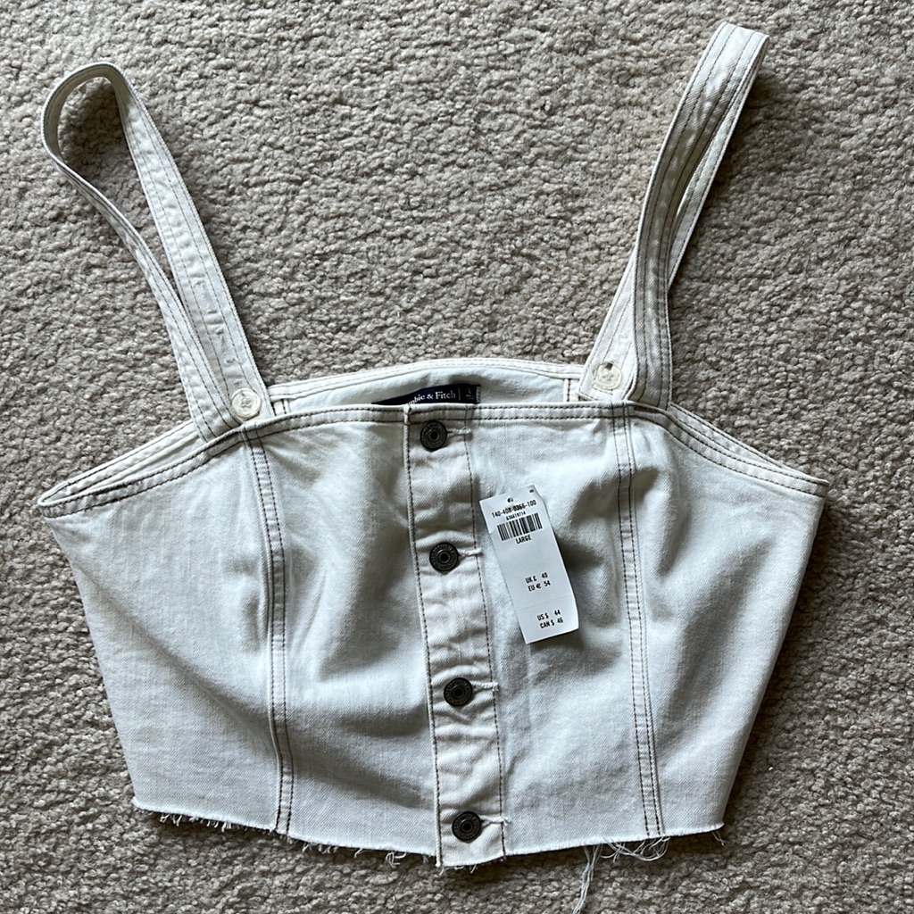 Abercrombie And Fitch White Denim Cropped Tank